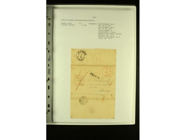 1587/1860, umfangreiche Sammlung Transitpost mit ca. 245 Briefen, Schwerpunkt bei der Post aus Belgien, Holland, Russland und