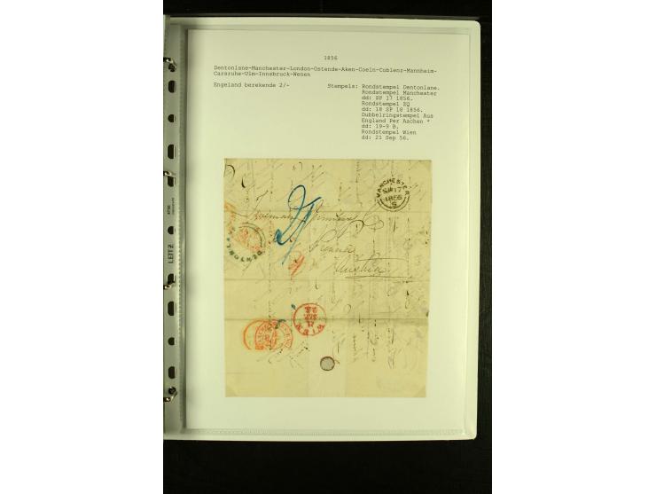 1587/1860, umfangreiche Sammlung Transitpost mit ca. 245 Briefen, Schwerpunkt bei der Post aus Belgien, Holland, Russland und