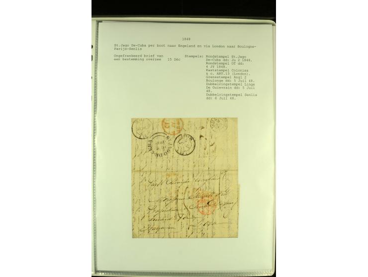1818/79, aufgezogene Sammlung von 33 unfrankierten Briefen, fast ausschließlich Transatlantik-Post mit vielen interessanten S