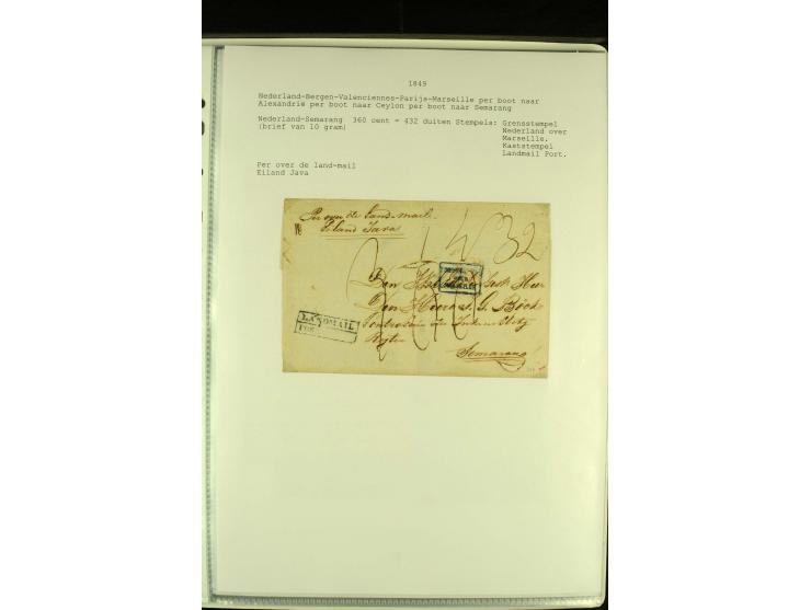 1818/79, aufgezogene Sammlung von 33 unfrankierten Briefen, fast ausschließlich Transatlantik-Post mit vielen interessanten S