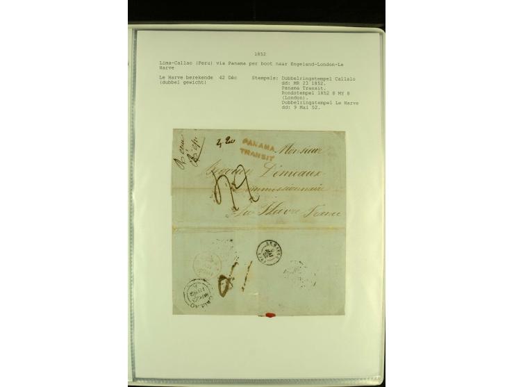 1818/79, aufgezogene Sammlung von 33 unfrankierten Briefen, fast ausschließlich Transatlantik-Post mit vielen interessanten S