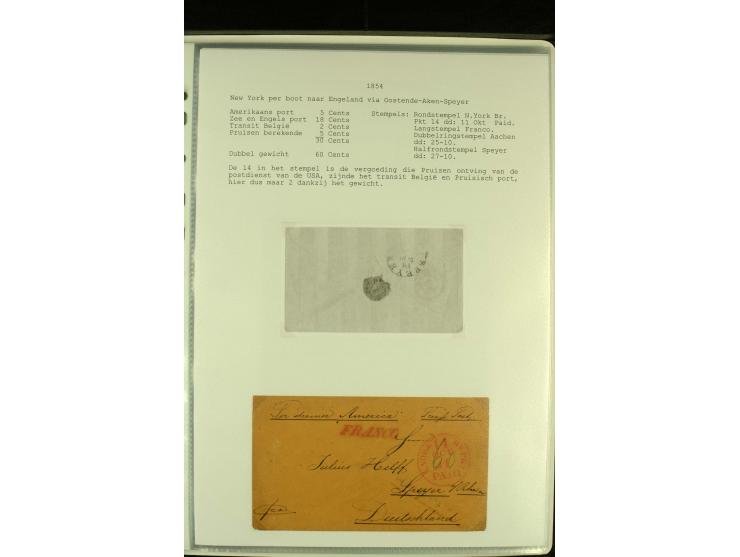 1818/79, aufgezogene Sammlung von 33 unfrankierten Briefen, fast ausschließlich Transatlantik-Post mit vielen interessanten S