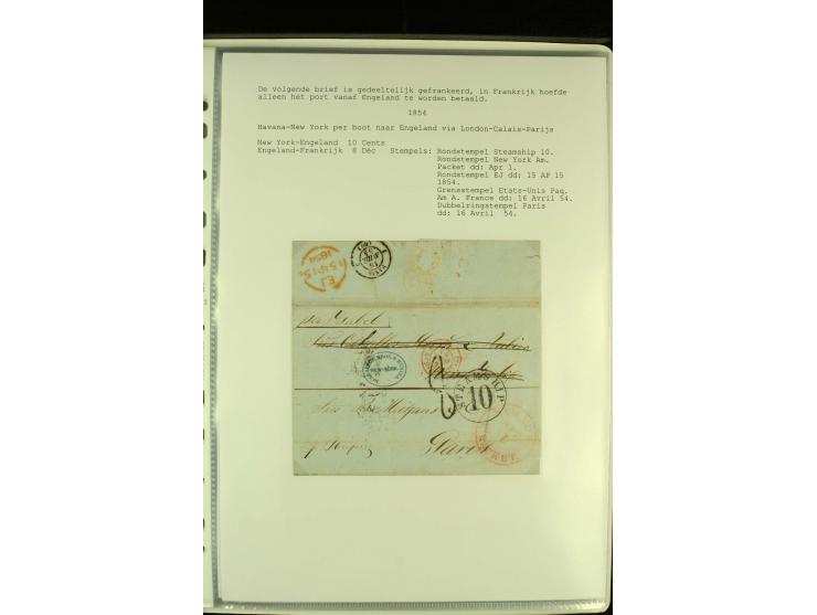 1818/79, aufgezogene Sammlung von 33 unfrankierten Briefen, fast ausschließlich Transatlantik-Post mit vielen interessanten S
