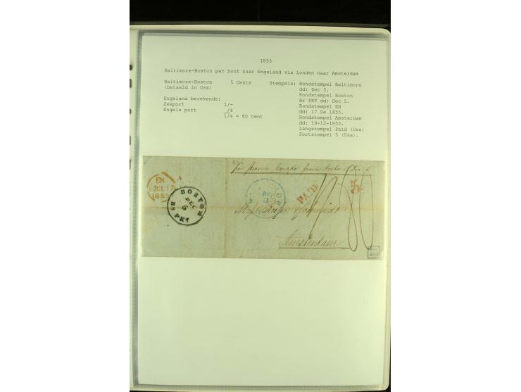 1818/79, aufgezogene Sammlung von 33 unfrankierten Briefen, fast ausschließlich Transatlantik-Post mit vielen interessanten S
