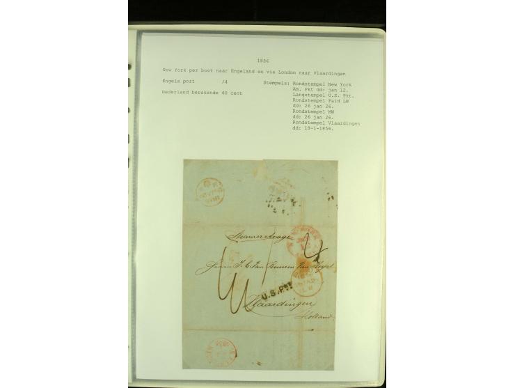 1818/79, aufgezogene Sammlung von 33 unfrankierten Briefen, fast ausschließlich Transatlantik-Post mit vielen interessanten S