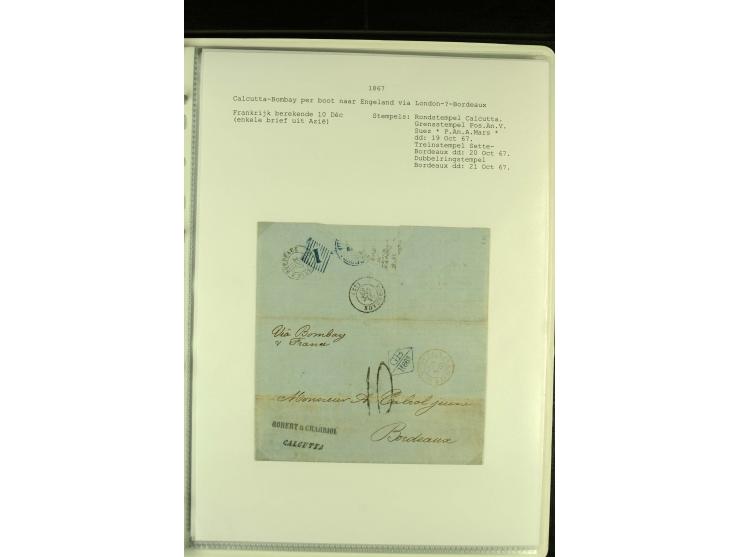 1818/79, aufgezogene Sammlung von 33 unfrankierten Briefen, fast ausschließlich Transatlantik-Post mit vielen interessanten S