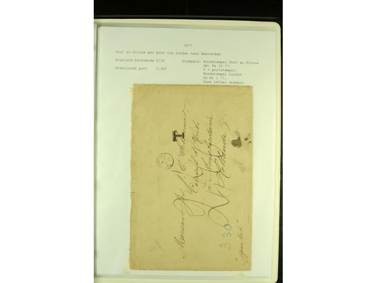 1818/79, aufgezogene Sammlung von 33 unfrankierten Briefen, fast ausschließlich Transatlantik-Post mit vielen interessanten S
