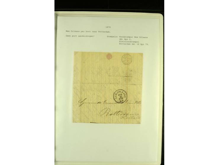 1818/79, aufgezogene Sammlung von 33 unfrankierten Briefen, fast ausschließlich Transatlantik-Post mit vielen interessanten S