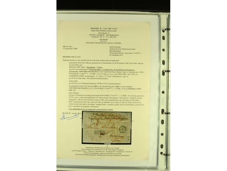 1818/79, aufgezogene Sammlung von 33 unfrankierten Briefen, fast ausschließlich Transatlantik-Post mit vielen interessanten S