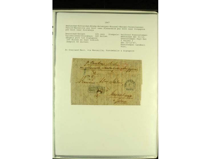 1818/79, aufgezogene Sammlung von 33 unfrankierten Briefen, fast ausschließlich Transatlantik-Post mit vielen interessanten S