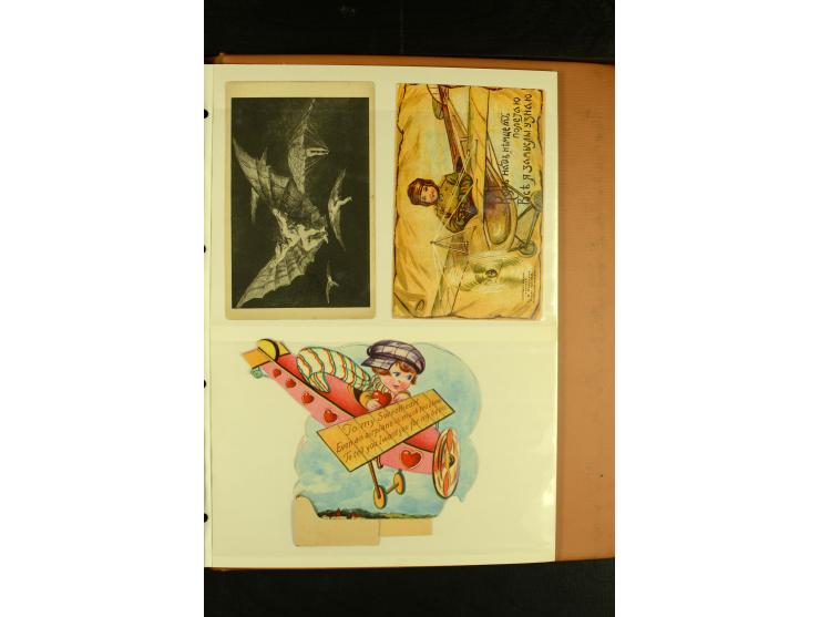 1909/1945, kleine Sammlung mit über 80 Motiv-Karten "Flugzeuge und Luftfahrt", dabei dekorative, meist farbige Abbildungen, Z