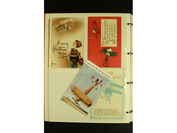 1909/1945, kleine Sammlung mit über 80 Motiv-Karten "Flugzeuge und Luftfahrt", dabei dekorative, meist farbige Abbildungen, Z