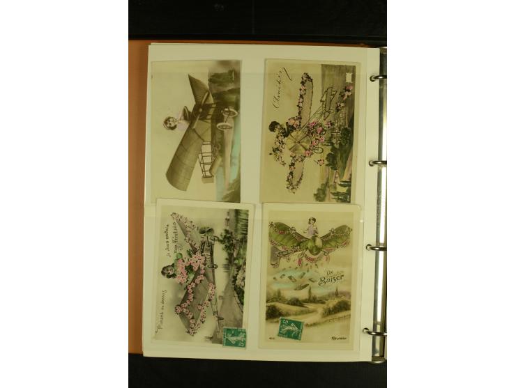 1909/1945, kleine Sammlung mit über 80 Motiv-Karten "Flugzeuge und Luftfahrt", dabei dekorative, meist farbige Abbildungen, Z