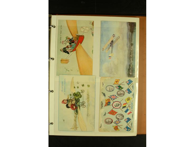 1909/1945, kleine Sammlung mit über 80 Motiv-Karten "Flugzeuge und Luftfahrt", dabei dekorative, meist farbige Abbildungen, Z