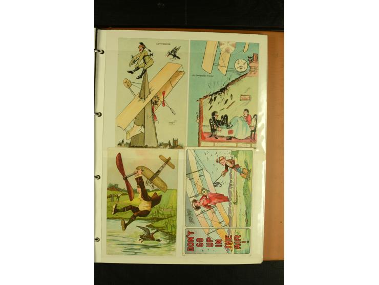 1909/1945, kleine Sammlung mit über 80 Motiv-Karten "Flugzeuge und Luftfahrt", dabei dekorative, meist farbige Abbildungen, Z
