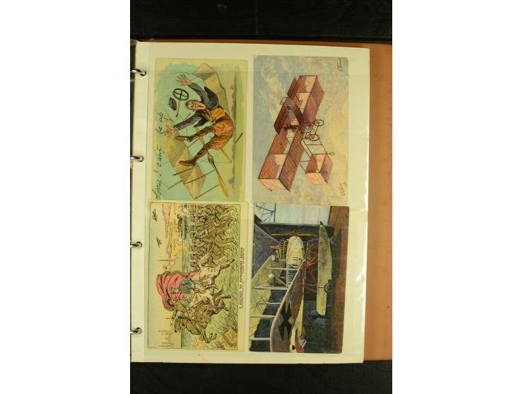 1909/1945, kleine Sammlung mit über 80 Motiv-Karten "Flugzeuge und Luftfahrt", dabei dekorative, meist farbige Abbildungen, Z
