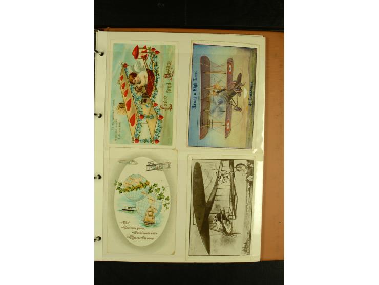 1909/1945, kleine Sammlung mit über 80 Motiv-Karten "Flugzeuge und Luftfahrt", dabei dekorative, meist farbige Abbildungen, Z