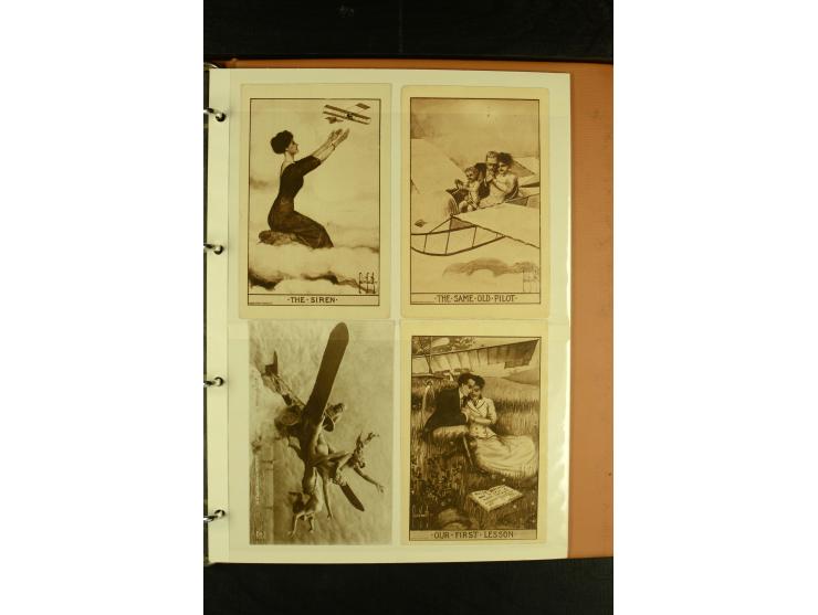 1909/1945, kleine Sammlung mit über 80 Motiv-Karten "Flugzeuge und Luftfahrt", dabei dekorative, meist farbige Abbildungen, Z