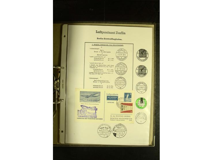 1910/1990, Berliner Flugpost und Flughafen-Stempel, interessante Sammlung mit alten Ansichtskarten, Flugpost- und Zeppelinpos