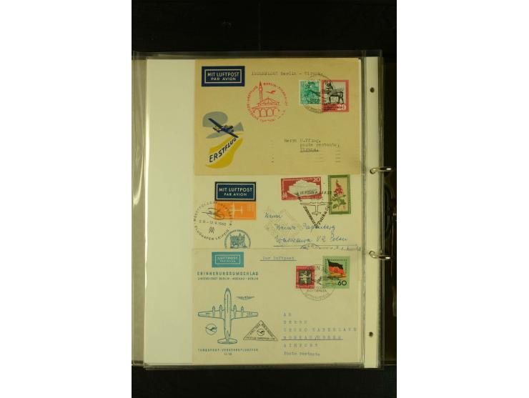 1910/1990, Berliner Flugpost und Flughafen-Stempel, interessante Sammlung mit alten Ansichtskarten, Flugpost- und Zeppelinpos