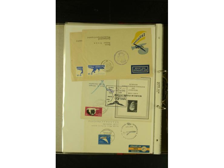 1910/1990, Berliner Flugpost und Flughafen-Stempel, interessante Sammlung mit alten Ansichtskarten, Flugpost- und Zeppelinpos
