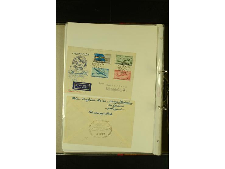 1910/1990, Berliner Flugpost und Flughafen-Stempel, interessante Sammlung mit alten Ansichtskarten, Flugpost- und Zeppelinpos