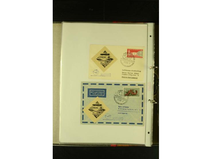 1910/1990, Berliner Flugpost und Flughafen-Stempel, interessante Sammlung mit alten Ansichtskarten, Flugpost- und Zeppelinpos