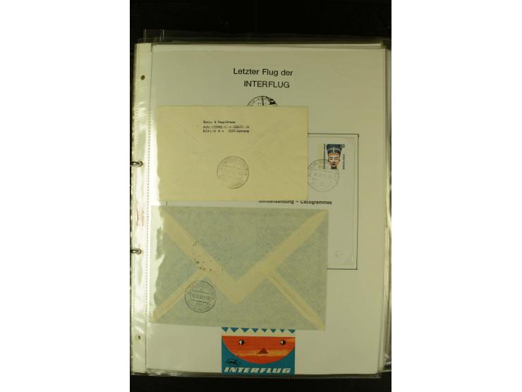 1910/1990, Berliner Flugpost und Flughafen-Stempel, interessante Sammlung mit alten Ansichtskarten, Flugpost- und Zeppelinpos