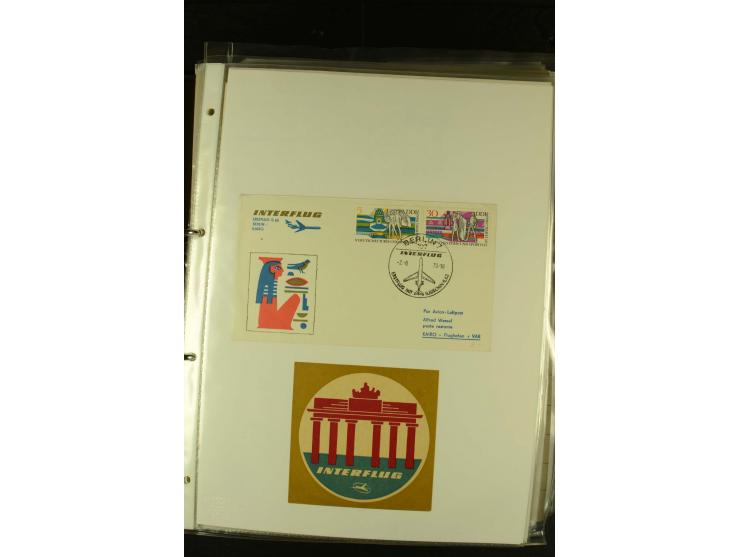 1910/1990, Berliner Flugpost und Flughafen-Stempel, interessante Sammlung mit alten Ansichtskarten, Flugpost- und Zeppelinpos