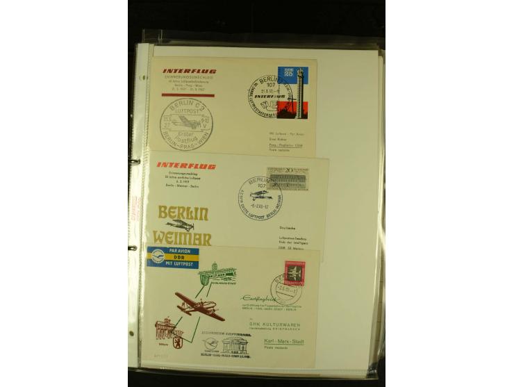 1910/1990, Berliner Flugpost und Flughafen-Stempel, interessante Sammlung mit alten Ansichtskarten, Flugpost- und Zeppelinpos