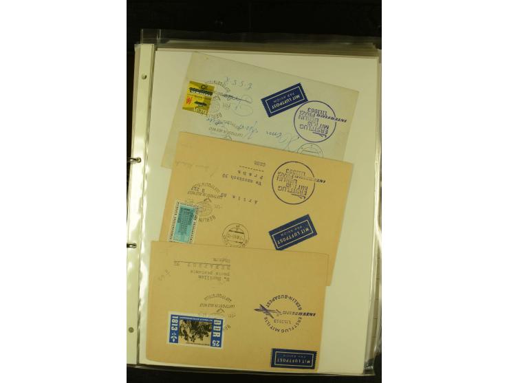 1910/1990, Berliner Flugpost und Flughafen-Stempel, interessante Sammlung mit alten Ansichtskarten, Flugpost- und Zeppelinpos