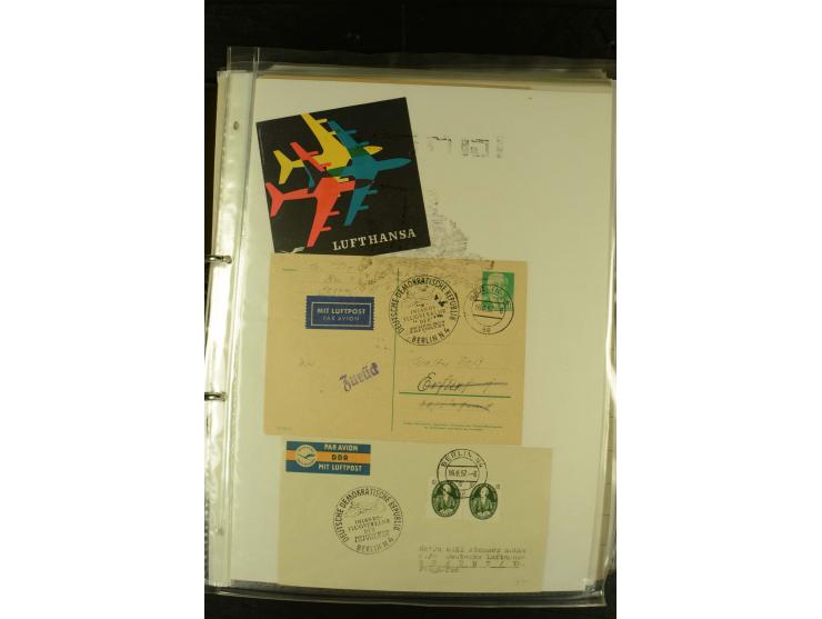 1910/1990, Berliner Flugpost und Flughafen-Stempel, interessante Sammlung mit alten Ansichtskarten, Flugpost- und Zeppelinpos