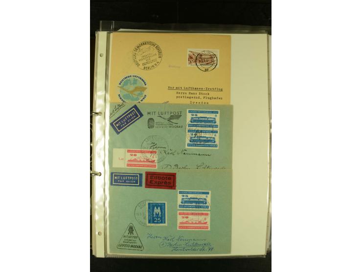1910/1990, Berliner Flugpost und Flughafen-Stempel, interessante Sammlung mit alten Ansichtskarten, Flugpost- und Zeppelinpos