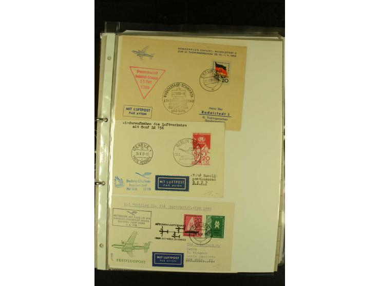 1910/1990, Berliner Flugpost und Flughafen-Stempel, interessante Sammlung mit alten Ansichtskarten, Flugpost- und Zeppelinpos