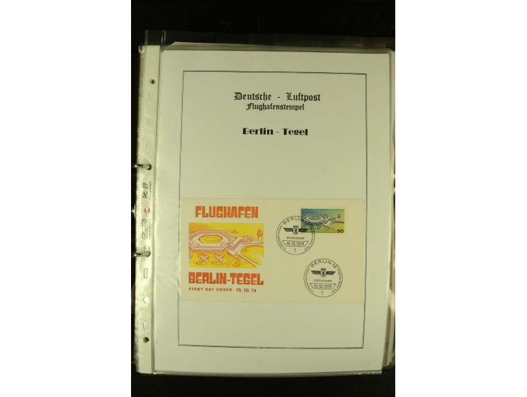 1910/1990, Berliner Flugpost und Flughafen-Stempel, interessante Sammlung mit alten Ansichtskarten, Flugpost- und Zeppelinpos