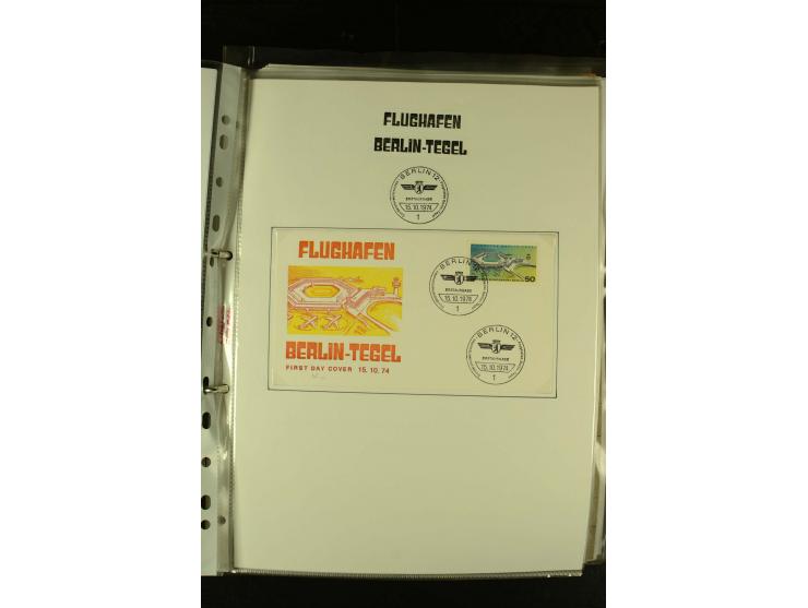 1910/1990, Berliner Flugpost und Flughafen-Stempel, interessante Sammlung mit alten Ansichtskarten, Flugpost- und Zeppelinpos