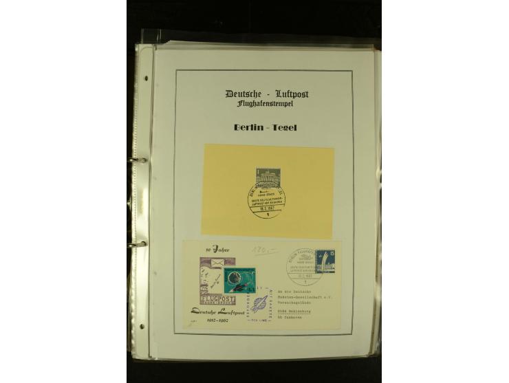1910/1990, Berliner Flugpost und Flughafen-Stempel, interessante Sammlung mit alten Ansichtskarten, Flugpost- und Zeppelinpos