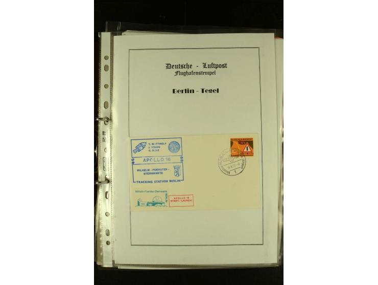 1910/1990, Berliner Flugpost und Flughafen-Stempel, interessante Sammlung mit alten Ansichtskarten, Flugpost- und Zeppelinpos