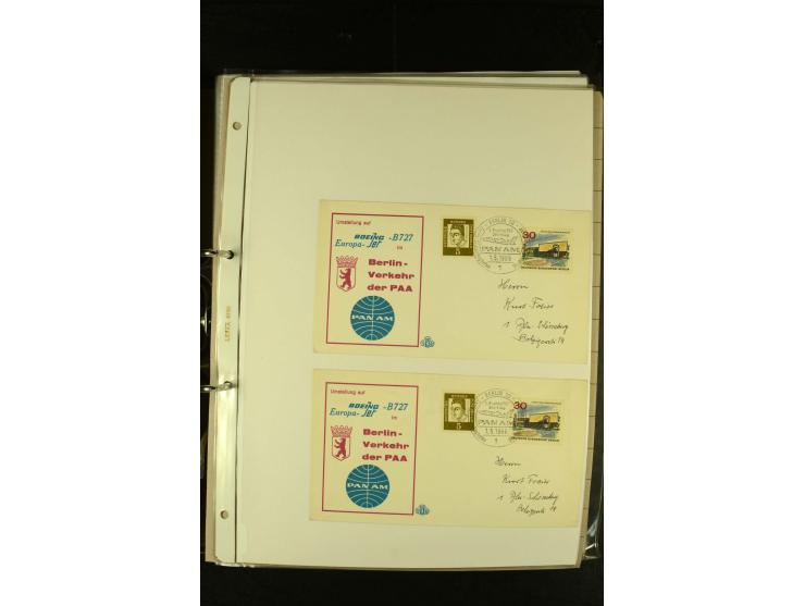 1910/1990, Berliner Flugpost und Flughafen-Stempel, interessante Sammlung mit alten Ansichtskarten, Flugpost- und Zeppelinpos