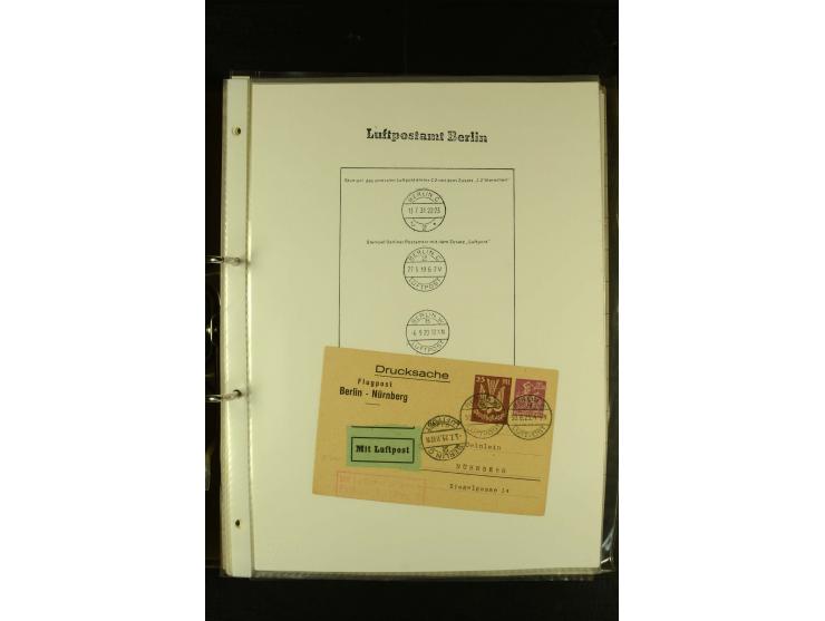 1910/1990, Berliner Flugpost und Flughafen-Stempel, interessante Sammlung mit alten Ansichtskarten, Flugpost- und Zeppelinpos