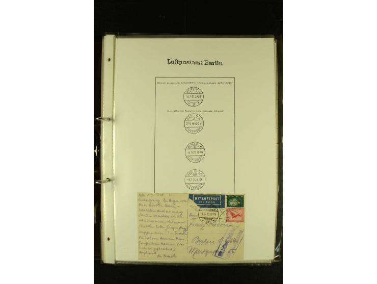 1910/1990, Berliner Flugpost und Flughafen-Stempel, interessante Sammlung mit alten Ansichtskarten, Flugpost- und Zeppelinpos