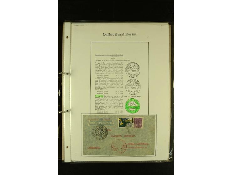 1910/1990, Berliner Flugpost und Flughafen-Stempel, interessante Sammlung mit alten Ansichtskarten, Flugpost- und Zeppelinpos