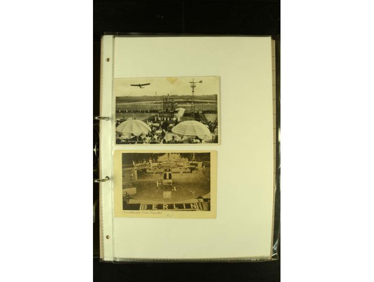 1910/1990, Berliner Flugpost und Flughafen-Stempel, interessante Sammlung mit alten Ansichtskarten, Flugpost- und Zeppelinpos