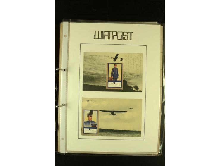 1910/1990, Berliner Flugpost und Flughafen-Stempel, interessante Sammlung mit alten Ansichtskarten, Flugpost- und Zeppelinpos