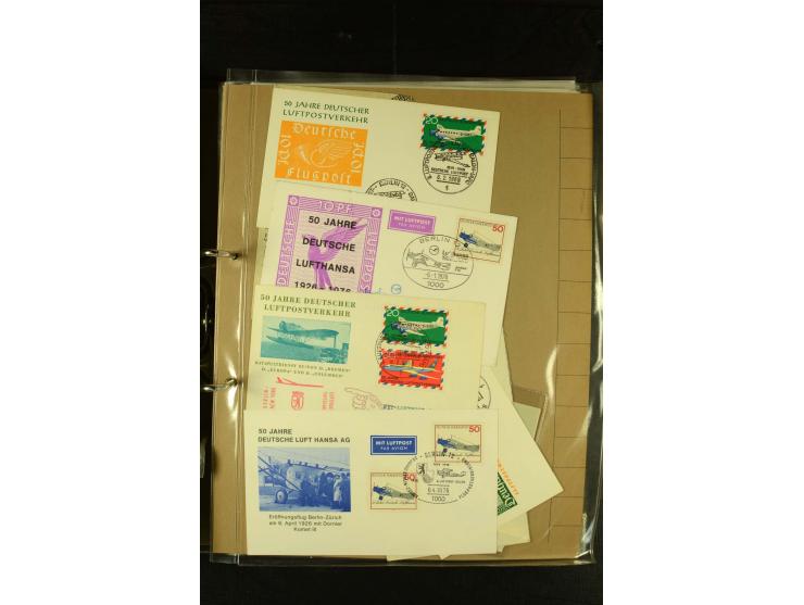 1910/1990, Berliner Flugpost und Flughafen-Stempel, interessante Sammlung mit alten Ansichtskarten, Flugpost- und Zeppelinpos