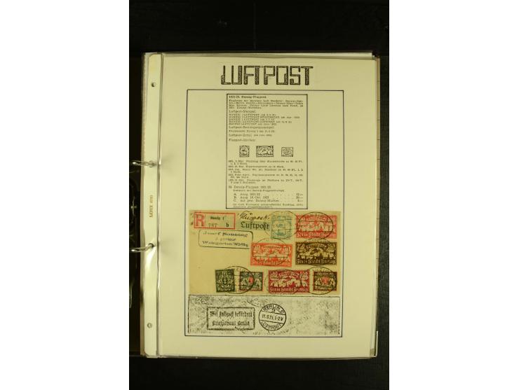 1910/1990, Berliner Flugpost und Flughafen-Stempel, interessante Sammlung mit alten Ansichtskarten, Flugpost- und Zeppelinpos