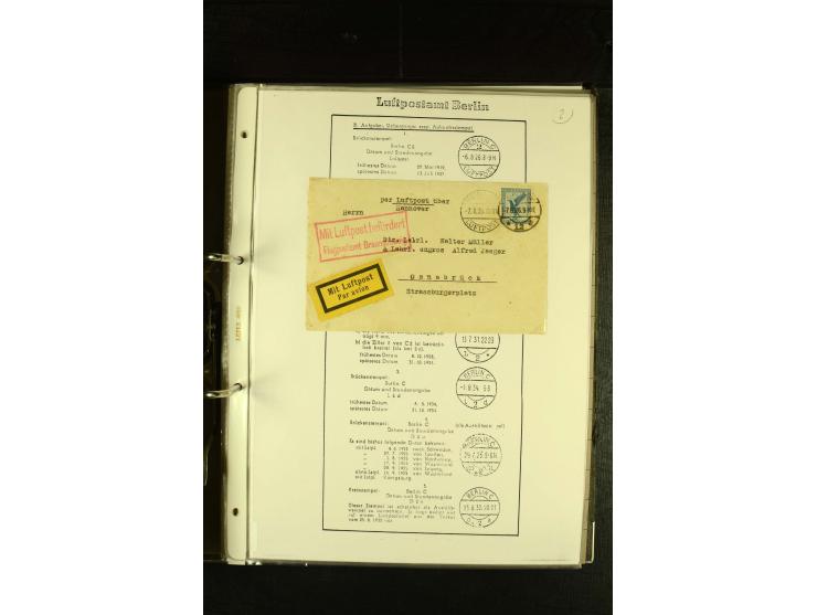 1910/1990, Berliner Flugpost und Flughafen-Stempel, interessante Sammlung mit alten Ansichtskarten, Flugpost- und Zeppelinpos