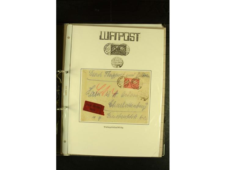 1910/1990, Berliner Flugpost und Flughafen-Stempel, interessante Sammlung mit alten Ansichtskarten, Flugpost- und Zeppelinpos