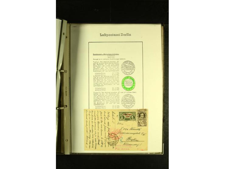 1910/1990, Berliner Flugpost und Flughafen-Stempel, interessante Sammlung mit alten Ansichtskarten, Flugpost- und Zeppelinpos
