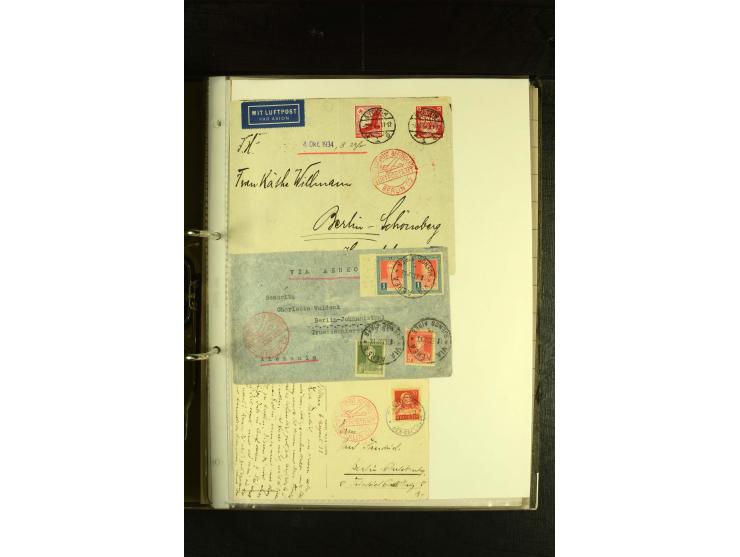 1910/1990, Berliner Flugpost und Flughafen-Stempel, interessante Sammlung mit alten Ansichtskarten, Flugpost- und Zeppelinpos
